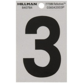 Hillman 840784 3" Black and Silver Reflective Poly-Film Adhesive Number 3