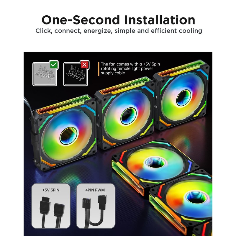AsiaHorse COSMIQ Ventiladores de PC RGB de 120 mm FDB