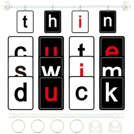 Black White CVC Word Builder with 117 Alphabet Flash Cards Phonics for Kids, Adjustable CVCC & CCVC Flip Charts with Holder Spelling Game Bulletin Board Letters for Classroom Home Wall Decor Supplies