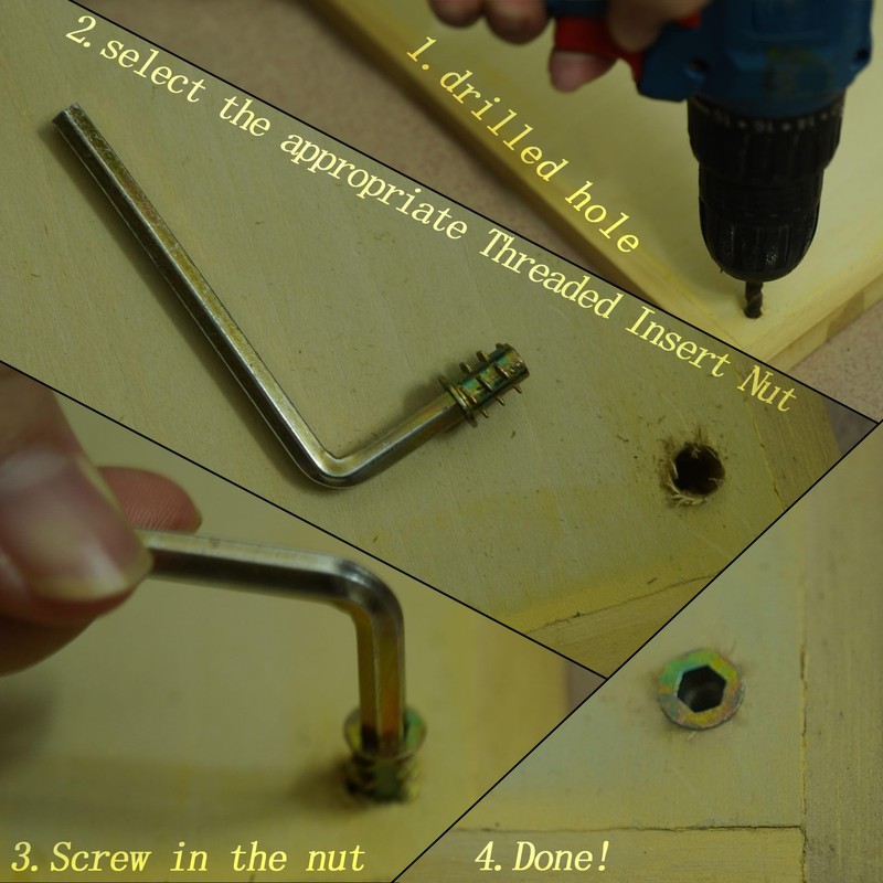 ATHYUTH Threaded Inserts for Wood, 150 Pieces Zinc Alloy Thread