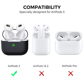 AHASTYLE AirPods 3 Hülle Silikon Schutzhülle und Haut Case für AirPods 3 [Front-LED Sichtbar] [Kabelloses Laden] Kompatibel mit AirPods 3 2021 (Ohne Karabiner, Schwarz)