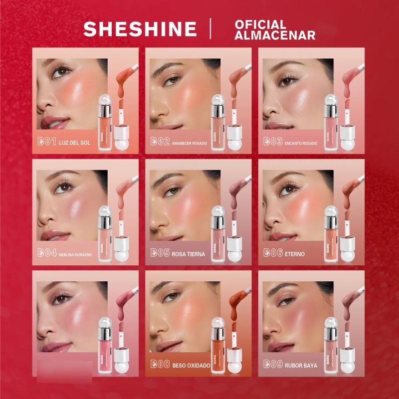 Sheshine2001 Novo Blush Líquido Luminoso Larga Duración Tono