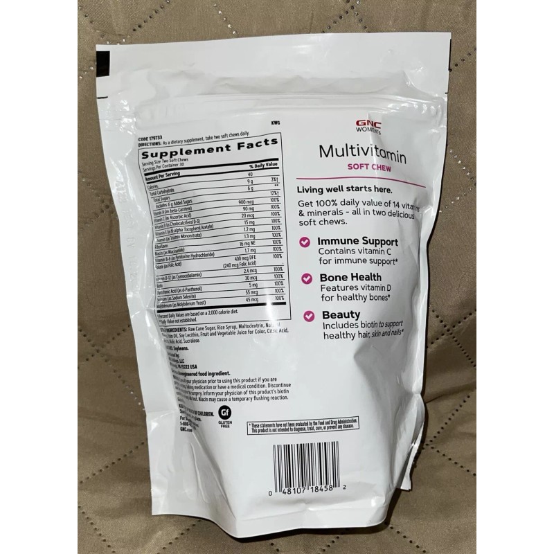GNC Womens Multivitamin Metabolism Support Dietary Supplement, 60 Soft Chews