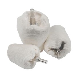 JUNLICN 3 Pcs White Flannelette Polishing Cone, 1/4" Shank Conical Shape Cotton Polishing Pads for Drill, Rotary Tools