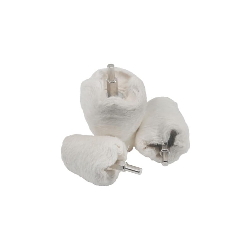 JUNLICN 3 Pcs White Flannelette Polishing Cone, 1/4" Shank Conical