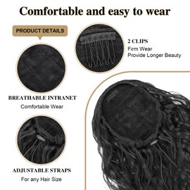 HANYUDIE Curly Ponytail Extension 24 Inch Drawstring Ponytail for Black Women Synthetic Ponytail for Daily Party Use 1B