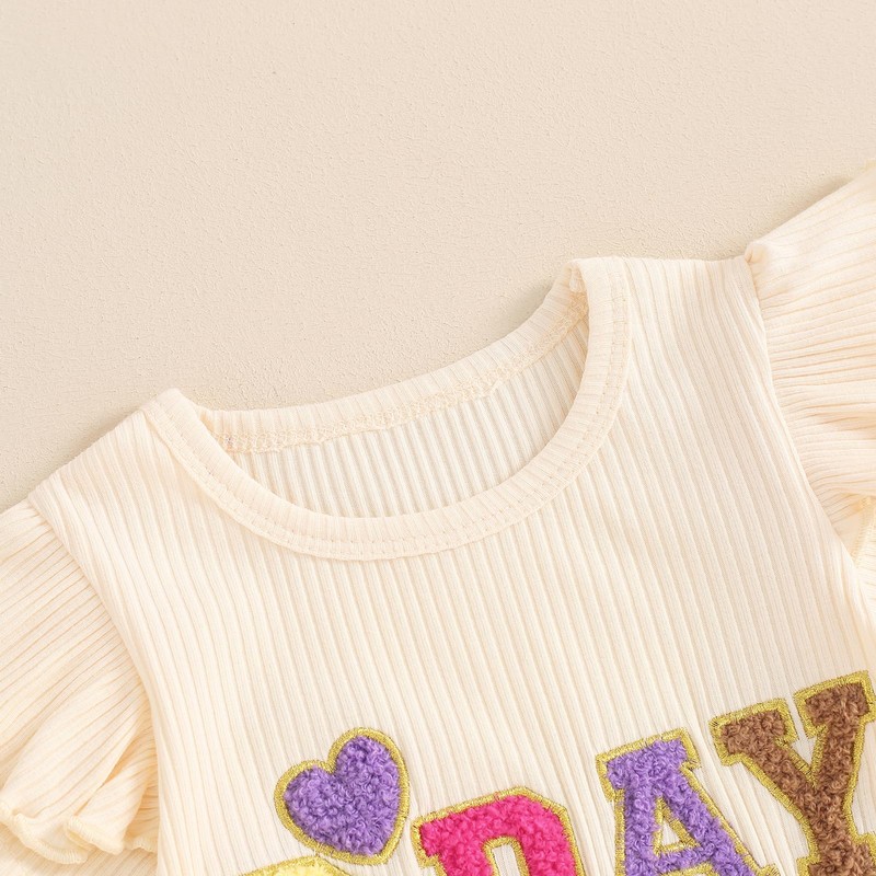 Kayotuas Toddler Baby Girl Birthday Outfit Ruffle Ribbed Knit Short