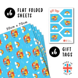 CENTRAL 23 Baptism Wrapping Paper - 6 Sheets Of Birthday Gift Wrap - Noah's Ark - Giraffe Monkey Elephant Lion Bird - Kids Wrapping Paper - Baby Shower Wrapping Paper - Recyclable