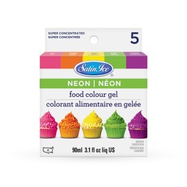 Satin Ice Food Color Liquid Gel Kit, 3.1 fl oz, Neon, 5 Count