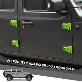 Jimen Fit for Jeep Wrangler JLU 4 Door 2018-2024, 20PCS Door Hinge & Tailgate Hinge Cover Exterior Trim Accessories (Green)