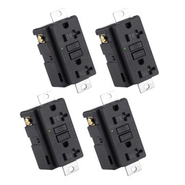 Wengart 4-Pack 20 Amp Generator GFCI Outlet 125V, Industrial Grade Self-Test Ground Fault Circuit Interrupter for Machinery, No Output Terminals, Oil-Resistant Nylon, UL Listed, Black