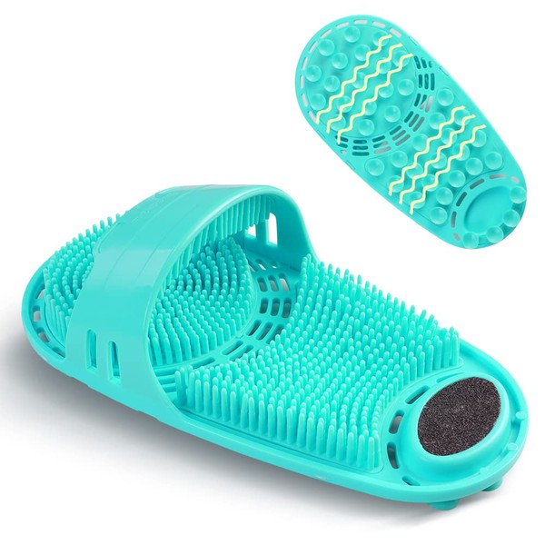 Kibhous Limpiador de pies de ducha de silicona para masaje y limpieza personal de pies, antideslizante para hombres y mujeres (1 unidad, verde)