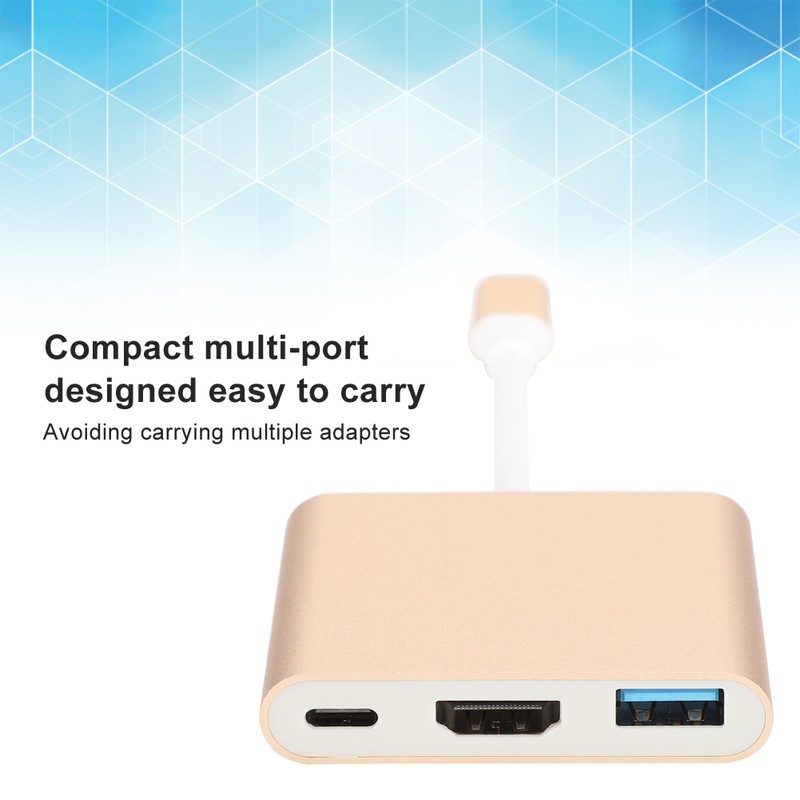 Type‑c to HDMiUSB3.1 Converter Aluminium Alloy Shell Compact Multi‑Port Support