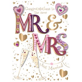 Wedding Congratulations Card - The New Mr & Mrs Finished with Foil and 3D Embellishments - Handfinished and Eco-Friendly - by Ling Design