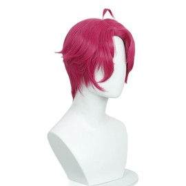 JingDan Demonio Hunters Costume Wig for Abs Saja,Pop Animated Characters Wigs Short Hair Wig,Red