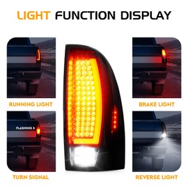 LED Tail Light + 3rd Brake Light Kit Fit for Toyota Tacoma 2005-2015 with Start-Up Dynamic Running Light, Taillight Assembly High Mount Stop Light Replacement 3 Pcs, Smoke Lens