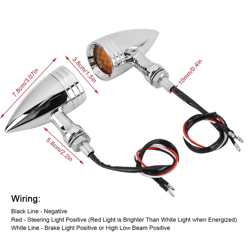 Motorcycle Retro Style Bullet LED Turn Signal Lamp Flashlight Fit