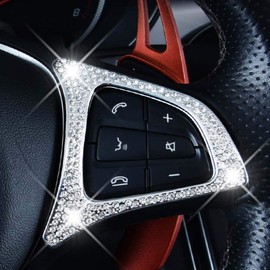 Bling Bling Crystal Steering Wheel Button Frame Cover Car Interior Trim Sticker Decals for A B C V Class CLA GLA CLS GLC GLE GLS SLC SL