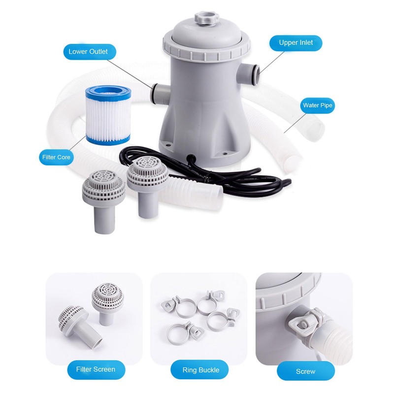 Clear Cartridge Filter Pump, 330 Gallon Ground Swimming Pool Filter,