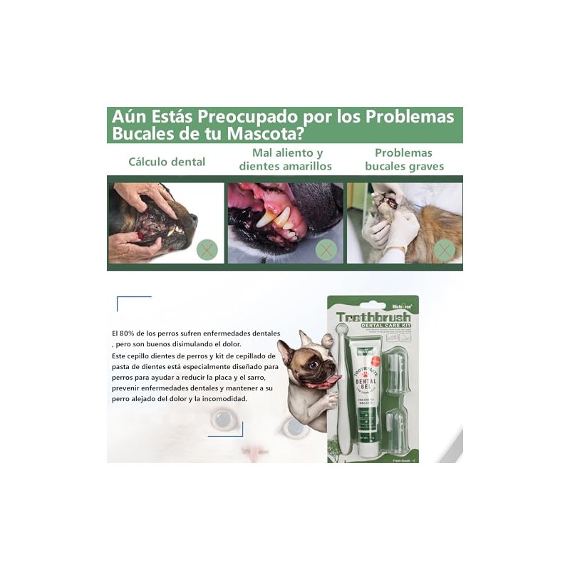 2 Juegos Cepillo Dientes de Perros y Kit Cepillado de