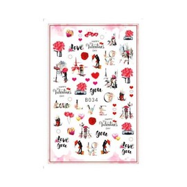 Heart Love Nail Sticker Arrow Valentine Day Love Lock Key Red Lips B034 Nail Wraps Art Stickers Manicure Supplies for Women for Home Nails Full Long Lasting Easy Apply and Remove