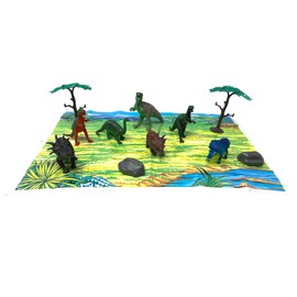 WARM FUZZY Toys Kids Tub of 7 Realistic Dinosaur Figurines, 1 Tub & Playmat - Engaging Educational Playtime - Ultimate Fun & Learning Experience for Home or Classroom (Ages 3+)