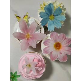 32-Pack Edible Cupcakes Cup Decorations Butterflies and Flowers Mixed Colors and Styles