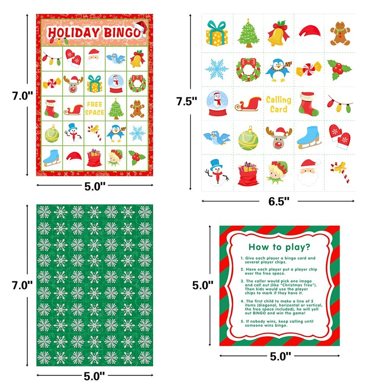 FANCY LAND Christmas Bingo Game for Kids 24 Players Holiday