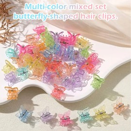 50 Pieces Of Plastic Butterfly Grab Clips, Colorful Mini Hair Clips, Fashionable Hair Accessories For Girls, Reusable, Fixed Hairstyle Decoration.