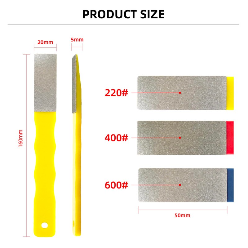 DMD Mini Diamond Sharpening File Set, 3PCS Portable Knife Sharpener