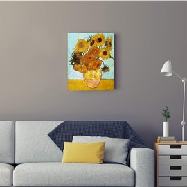 A&T ARTWORK Twelve Sunflowers by Vincent Van Gogh. The World Classic Art Reproductions, Giclee Canvas Prints Wall Art for Home Decor, 16x20 inches