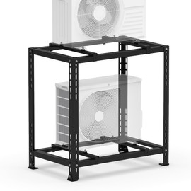 Powrocket Mini Split Ground Stand for Ductless Mini Split Air Conditioner Heat Pump,Double Levels Stand Ground Brackets for 9,000-18,000 BTU,Up to 480 lbs,Heavy Duty Mini Split Condenser Stand,Black