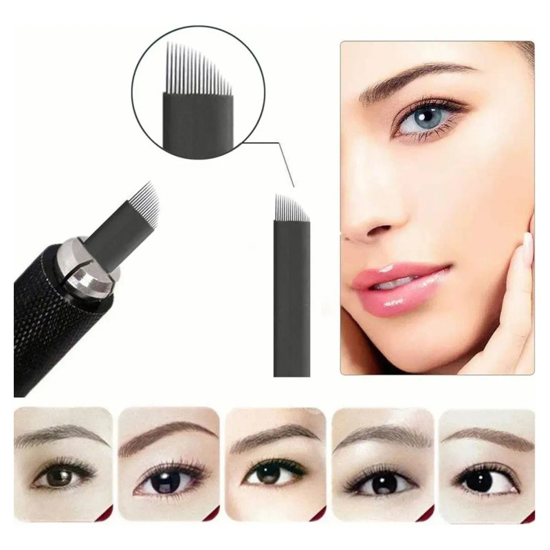 60pcs Navajas Microblading Pin Y Lengua De Gato Agujas U18
