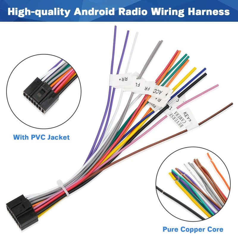 Fiegromech 16 Pin ISO Radio Wiring Harness Adapter for Android