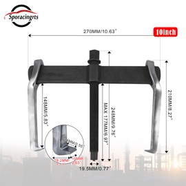 Sporacingrts Versatile 10-Inch 2-Jaw Gear Puller Tool Adjustable CR-V Bearing Puller Gears Compatible with Efficient External and Internal Pulling