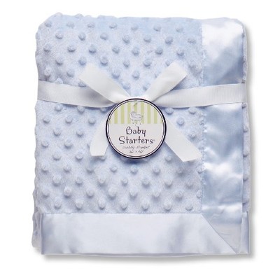 Baby Starters Textured Dot Blanket with Satin Trim, Blue 30" x 40"