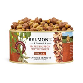 Belmont Peanuts Gourmet Maple Bourbon Butter Toffee Mixer with Maple Bourbon-Spiced Sea Salt and Butter Toffee Virginia Peanuts, 18 oz (1 Pack) – Simple Ingredients, No Preservatives, Hand Seasoned