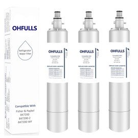 OHFULLS 847200 Refrigerator Water Filter Replacement, Compatible with Fisher& Paykel 847200, Fisher& Paykel Refrigerator Model Number Starting with E522, E442, E422, E402, 3-Pack Included