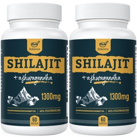 Shilajit Kapseln – 1300mg pro Tagesdosis (1100mg Shilajit + 200mg Ashwagandha) – Original Himalaya Qualität mit 60% Fulvinsäure – Hochdosiert & ohne Zusätze (2er Pack)