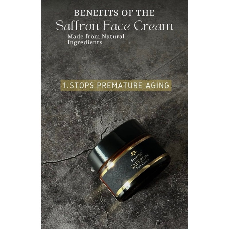 SpaVed Natural, Vegan Saffron Face Cream, day moisturiser for a