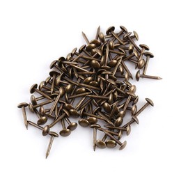 Joyzan Upholstery Tacks, Vintage Furniture Decorative Nail Heads Antique Brass Metal Thumb Pins Assortment Kit Round Push Stud Tags Cork Board Home Wood Sofa Shoe Door Decor Chair Bed Painting 100Pcs
