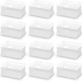 12 Packs Rectangle Plastic Clear Storage Containers Box (4.49 x 3.11 x 2.28 in), Clear Plastic Box Containers for Storage of Small Items, Crafts, Jewelry, Hardware