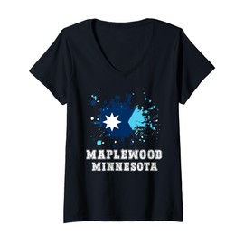 Womens Maplewood Minnesota MN Splatter Trip Vacation Souvenir V-Neck T-Shirt
