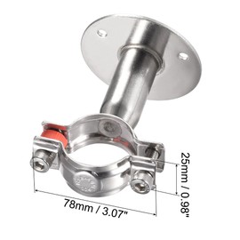 sourcing map Pipe Clamp Made of 304 Stainless Steel Wall Ceiling Mounting Adjustable Pipe Holder for 38-40 mm Pipe