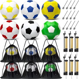 6 Pack Operation Deflated Christmas Soccer Ball with Pump for Child,Items Bulk Deals Soccer Balls,Classic Soccer Balls Size 5 with Mesh Sport Bag Pump Needle for Shoebox Gift Fillers Charity Donations