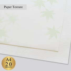 ONAO Washi Paper Sheet Colored A4 Size [Japanese Maple Leaf] Printer Paper (20 Sheets), Laser and Inkjet Printable for Printing, Greeting, Invitation, Craft, Gift Wrapping, Made in Japan (47368)