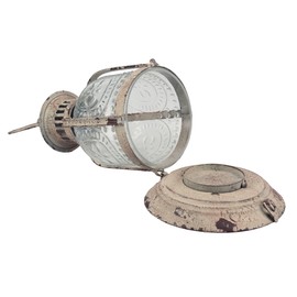 Stonebriar Antique White Metal Votive Candle Lantern with Handle