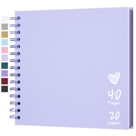 Hiwhy Photo Album Scrapbook 20.5 x 20.5 cm 20 Sheets DIY Scrapbook Hard Kraft Paper Baby Memory Book Family Birthday Wedding Anniversary Scrapbook, Purple