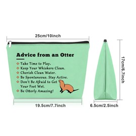 Sazuwu Otter Gifts for Girls Green Makeup Bag Sea Otter Gifts for Women Otter Themed Birthday Gifts Cosmetic Bag Gifts for Otter Lovers Animal Lover Gifts for Adults Christmas Gifts Travel Pouch
