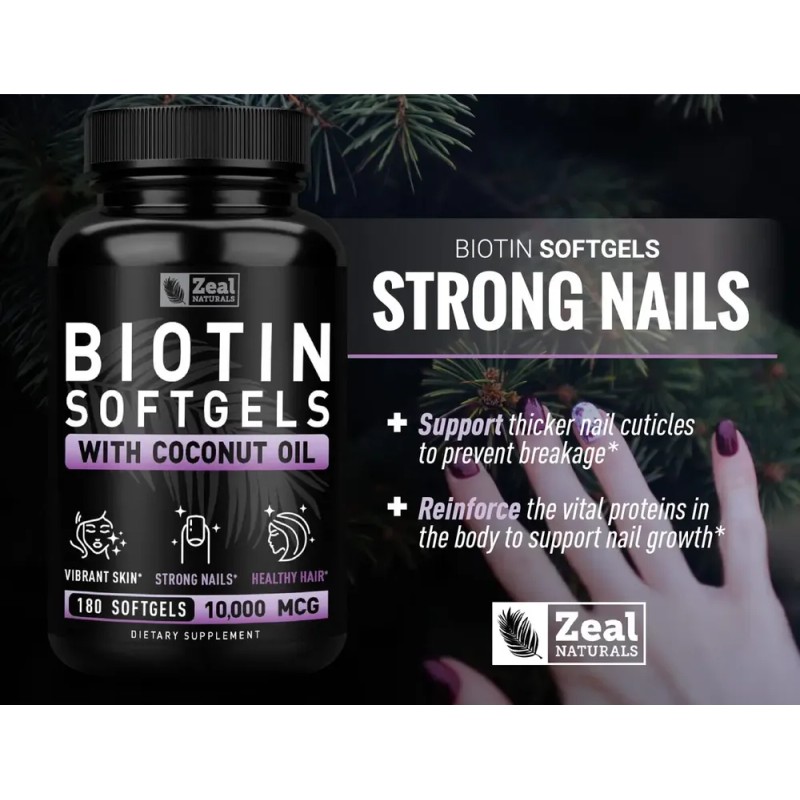 Zeal Naturals Biotin 10000mcg Para Cabello 180 Caps